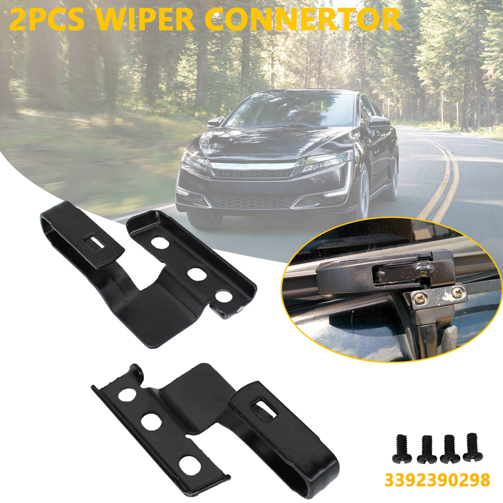 

2PCS Universal Car Front Windshield Wiper Blade Arm Adapter Mounting Kit 3392390298 Windshield Wiper Adapters Screws Accessories