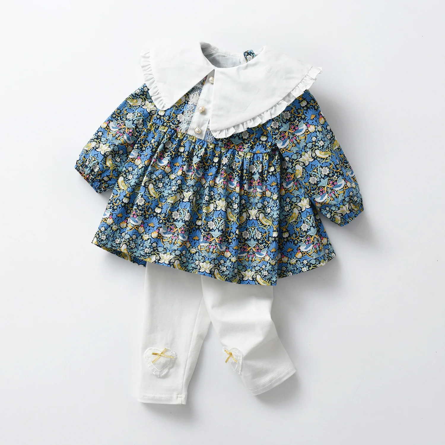 

Baby Clothing Sets Spring Newborn Baby Girls Clothes Peter Pan Collar Floral Girls Tops+Leggings Outfits Set 2Pcs/set