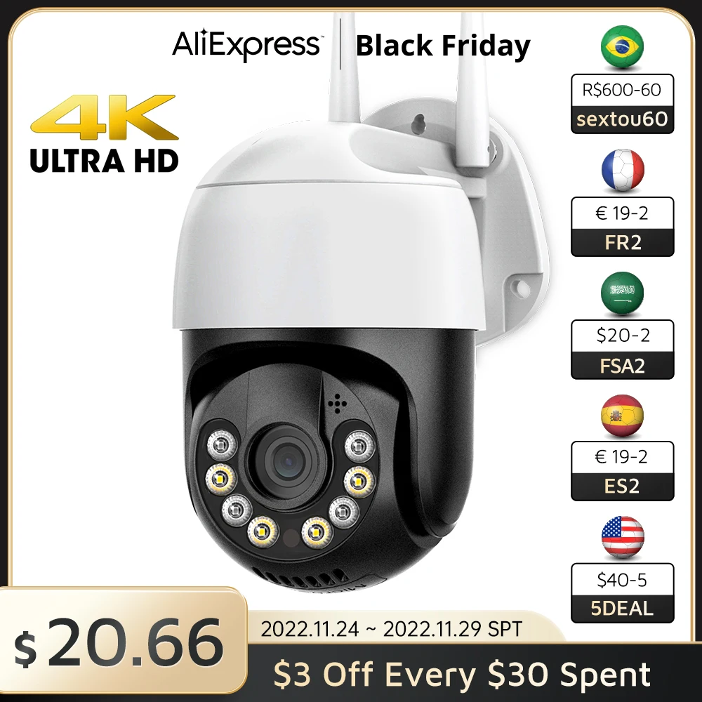 8MP 4K Wifi IP Camera Outdoor H.265 5MP Ai Human Detection Audio Video Surveillance Camera 1080P 2MP Auto Tracking PTZ IP Camera