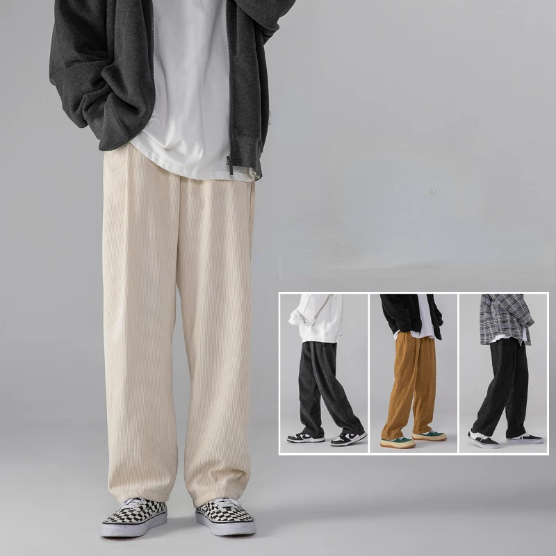 

Baggy Corduroy Pants Men's Spring Autumn New Trend Loose Straight Trousers Male Fashion Oversized Casual Wide-leg Sweatpants