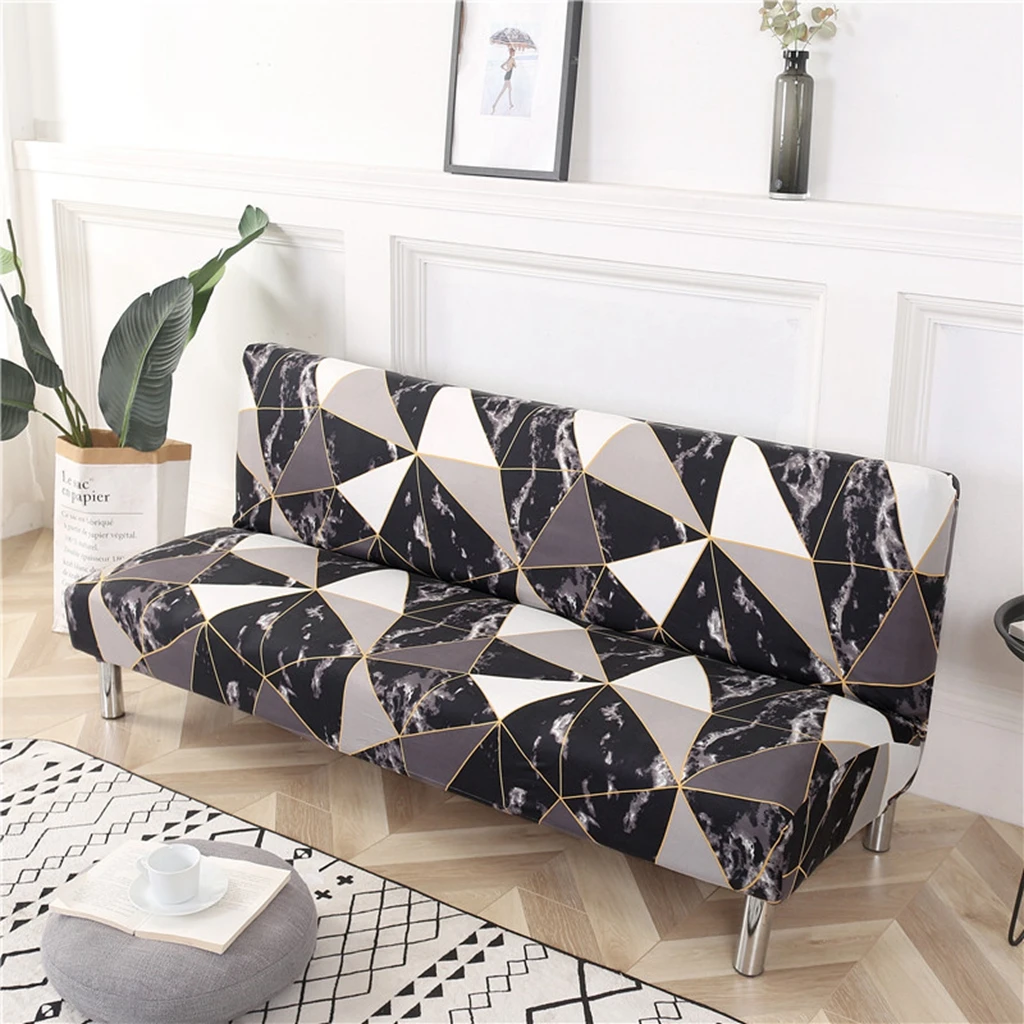 

Modern Armless Sofa Cover Plaid Floral Sofa Bed Cover for Living Room All-inclusive Floral Folding Stretch Couch Slipcovers