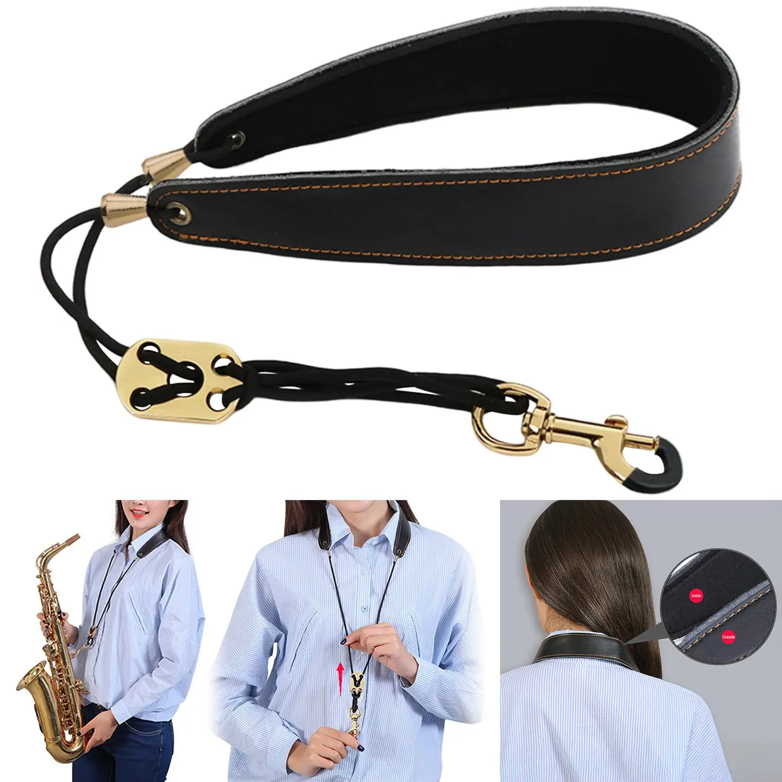 Профессиональный саксофофон на шею кожаный мягкий удобный для альт-саксофона