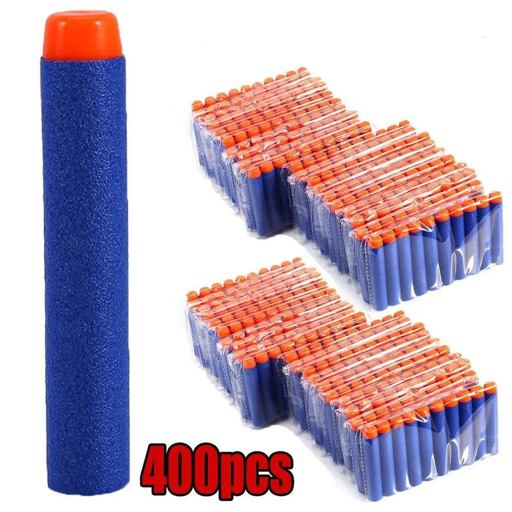 

400pcs/set Refill Darts Bullets For Nerf N-strike Elite Series Blasters Children Toy Gun Blue Soft Bullet Foam Guns Accessories