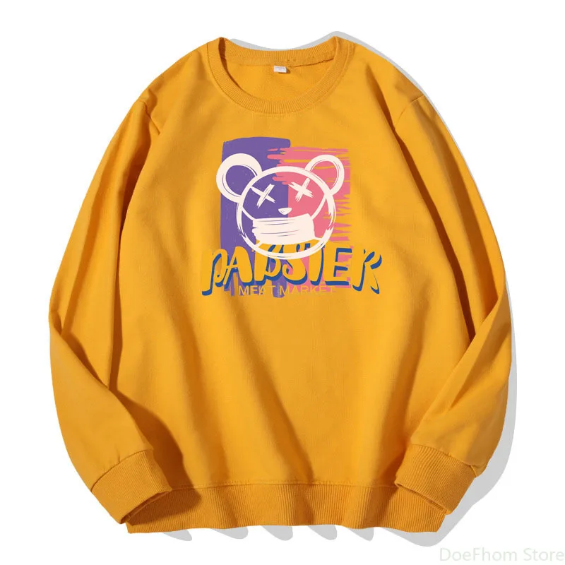 

2023 Spring Women Hoodies New Scrawl Bear Sweatshirt Girl Pure Cotton Pullovers Long Sleeve Clothes