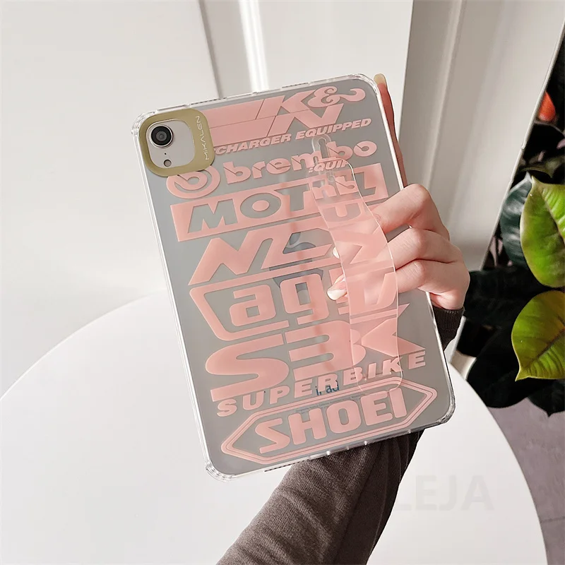 Чехол-браслет для планшета для iPad mini 6 с держателем и милым дизайном букв на прозрачной мягкой обложке для мини6 8.3 дюйма.