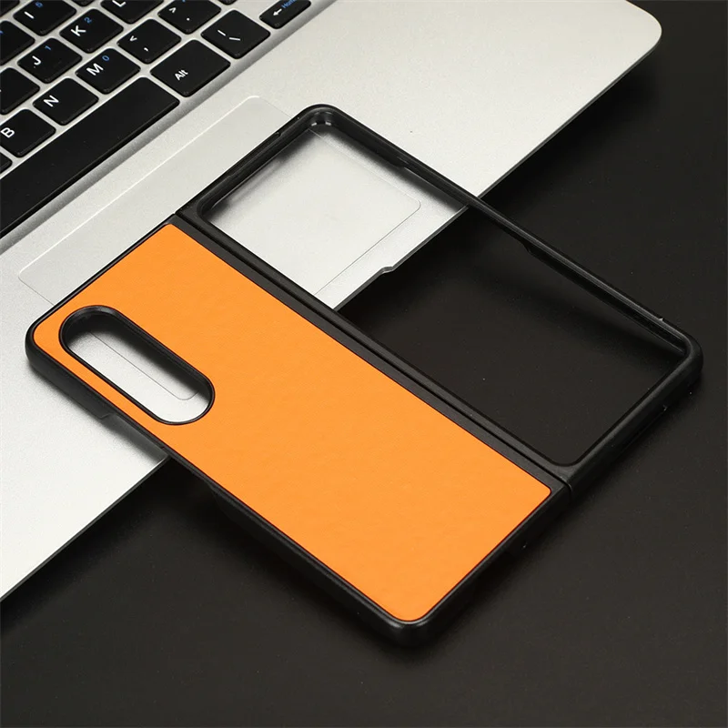 

For Samsung Galaxy Z Fold 4 5G Phone Case Z fold3 Retro Pattern Plain Leather Back Cover For Z fold3 SM-F936N/F936U Phone Case