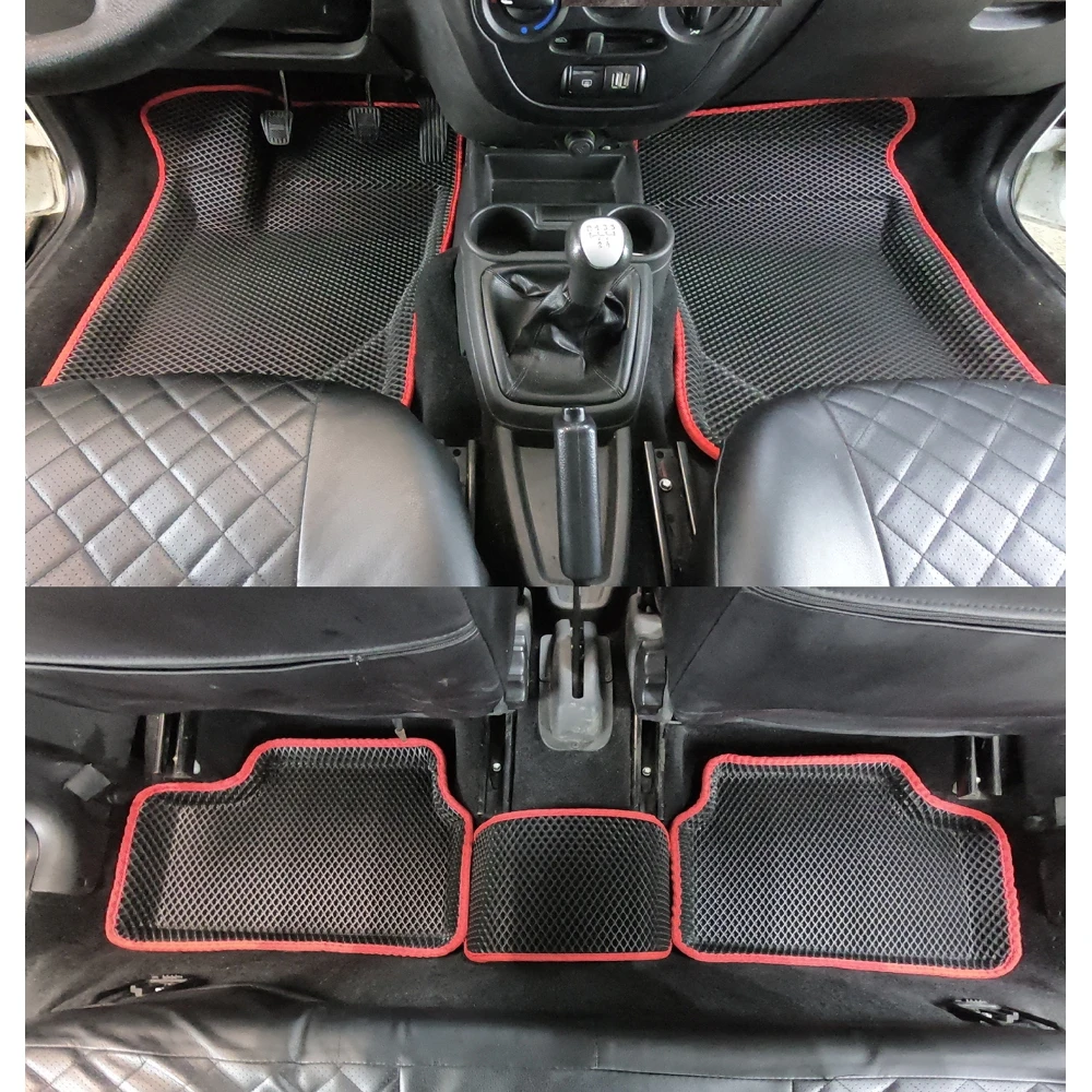 Новинка! Коврики Ева с Пресс Бортами на Lada Granta CITY черно-красный |