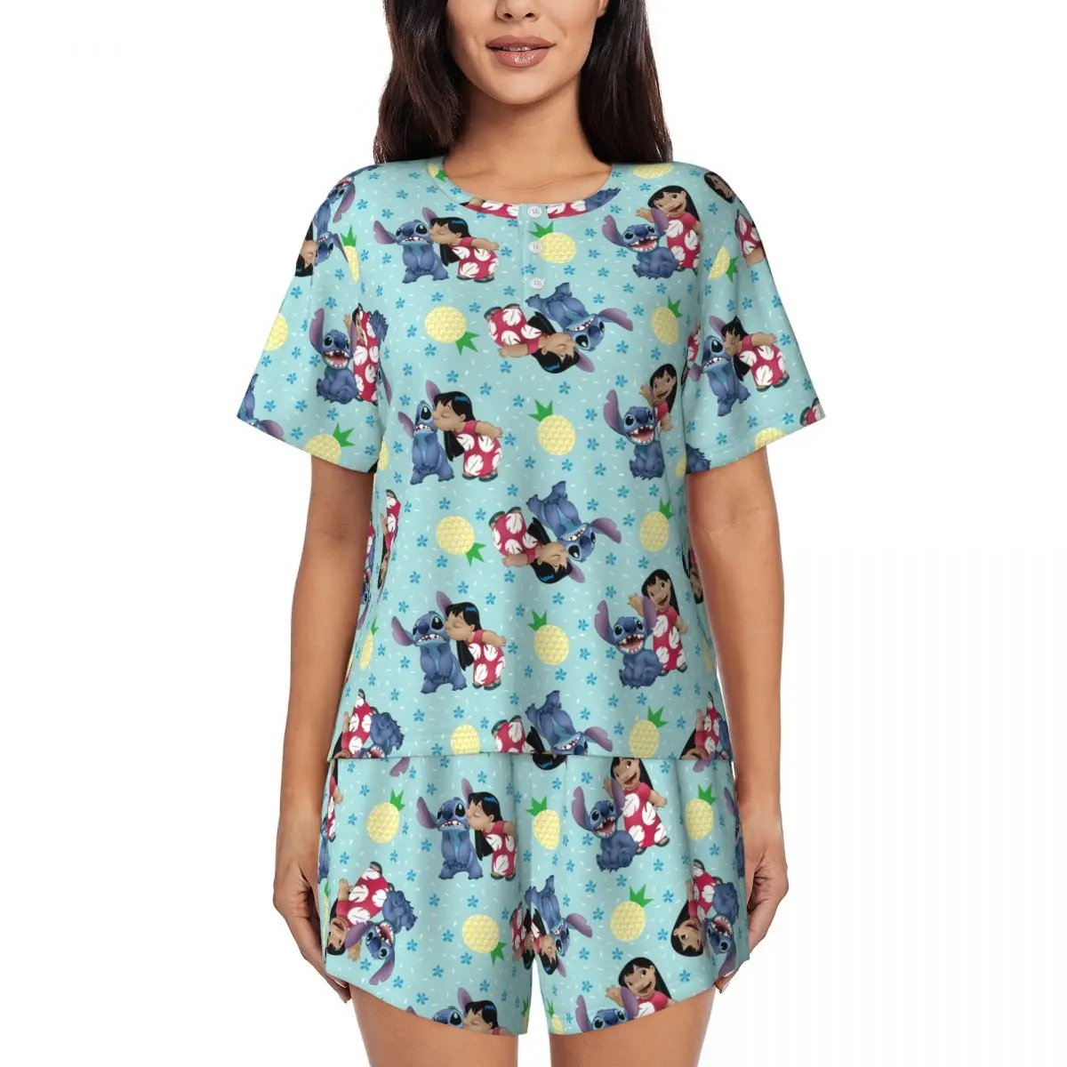 Женский пижамный комплект Miniso с принтом ананас и Лило