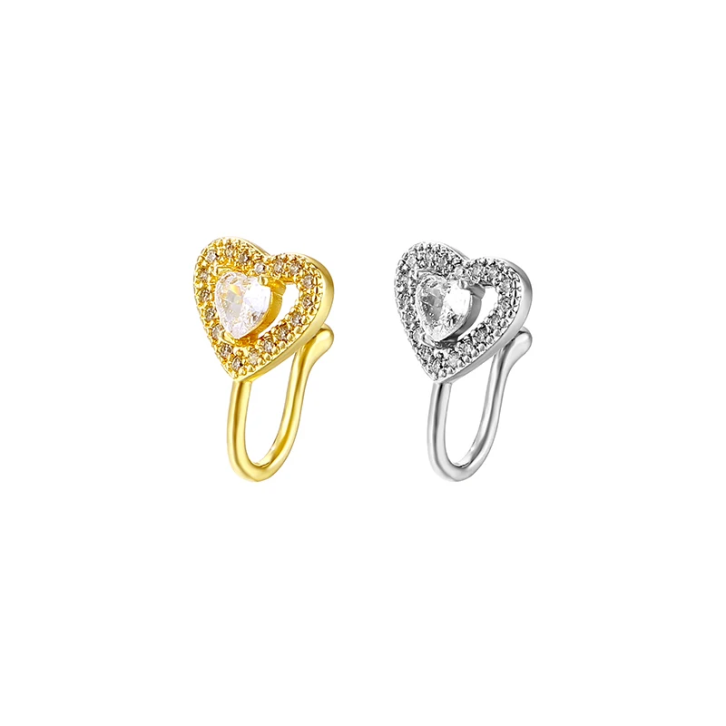 

1Pcs Heart Nose Ring for Women Gold Color Silver Color Non Piercing Nariz Stainless Steel Nose Clip Fake Septum Piercing Jewelry