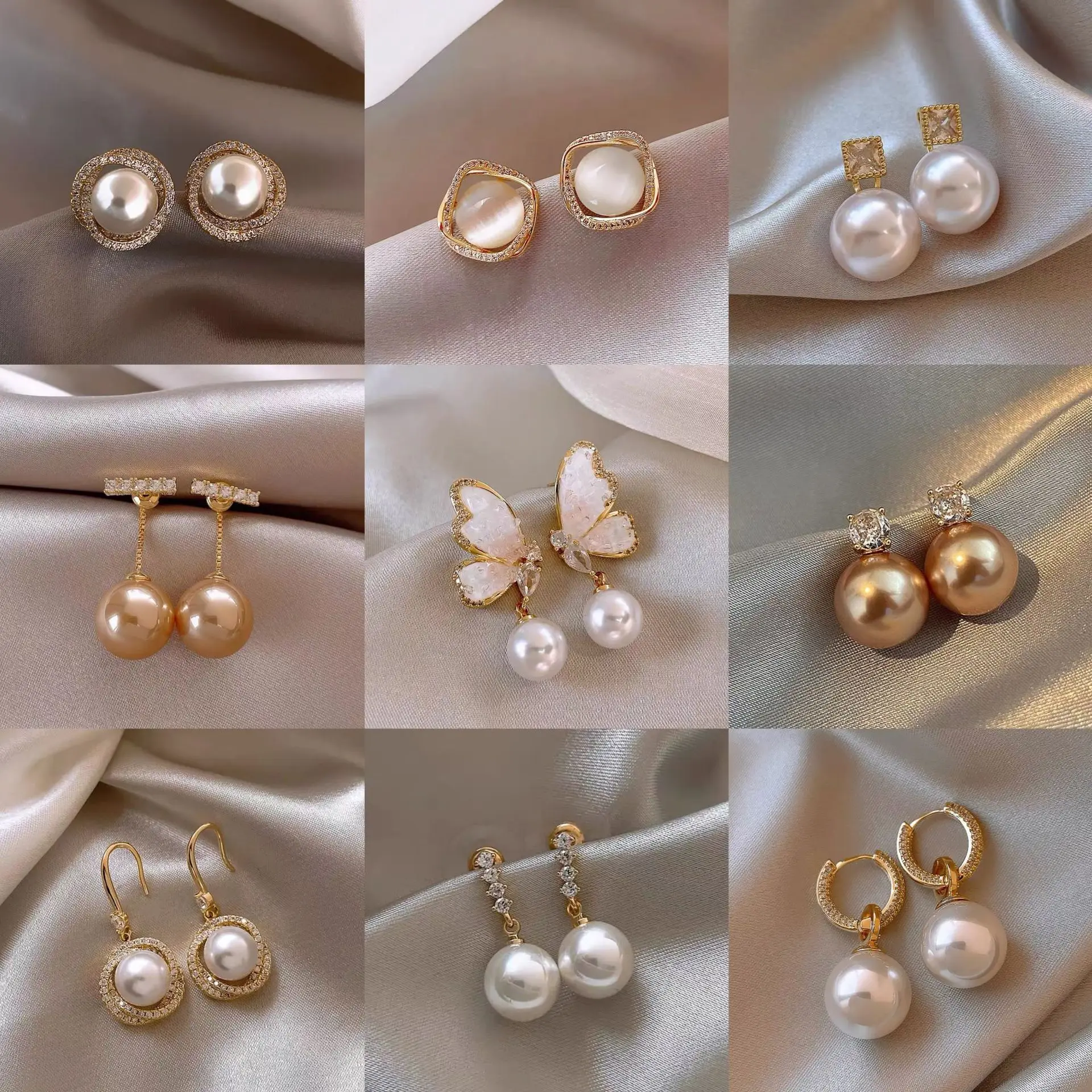 Серьги с серебряными иглами и цирконием жемчугом дизайнерские легкие роскошные