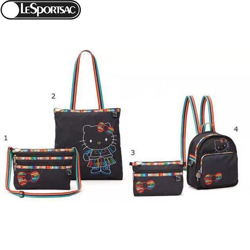 

Kawaii Sanrio Kittys Anime Cartoon Lesportsac Casual Sticker Collection Versatile Tote Bag Tote Bag Wallets Shoulder Bags