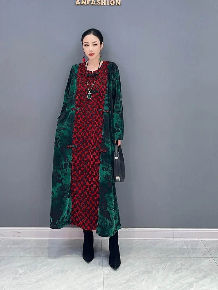 

SuperAen осень 2023 Новое корейское повседневное цветное платье-пуловер с пряжкой Модное Длинное платье женская одежда.