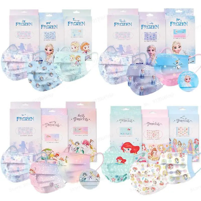 

Disney Adult Children Disposable Cartoon Mask Aisha Frozen Princess Independent Packaging 3 Layers Protective Breathable Mascara