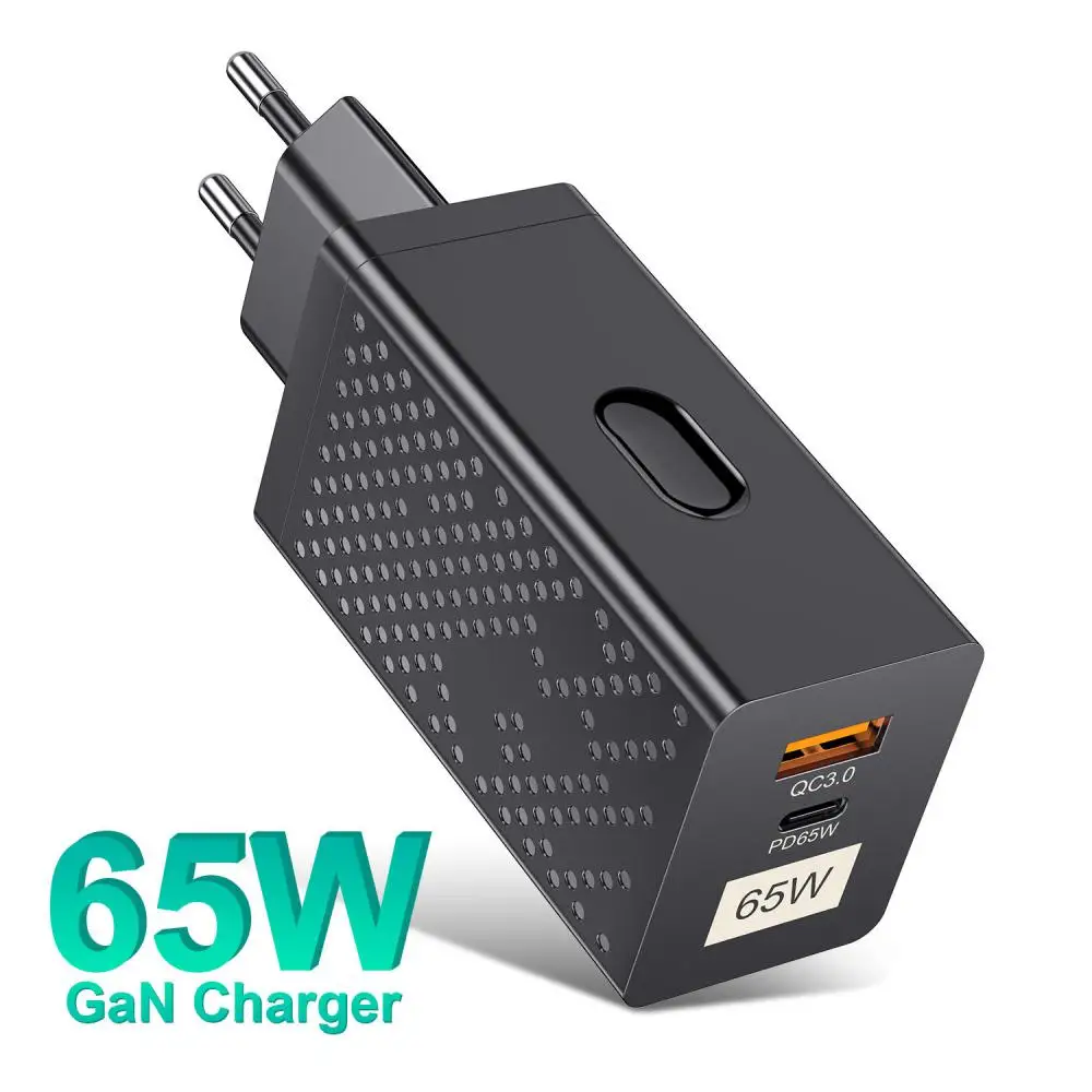 

Eu Us Kr Plug Pd 65w Gan Charger Qc 4.0 Qc 3.0 Usb Type C Fast Charger Fast Charging Phone Charger For Tablets Laptop