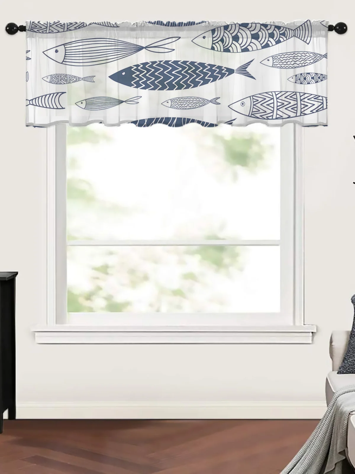 Рыба каракули полосатые линии Япония маленькая тонкая Короткая занавеска для