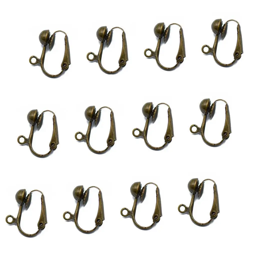 

12pcs Bronze Earring Non-Pierced Stud Converter Findings 16x14mm