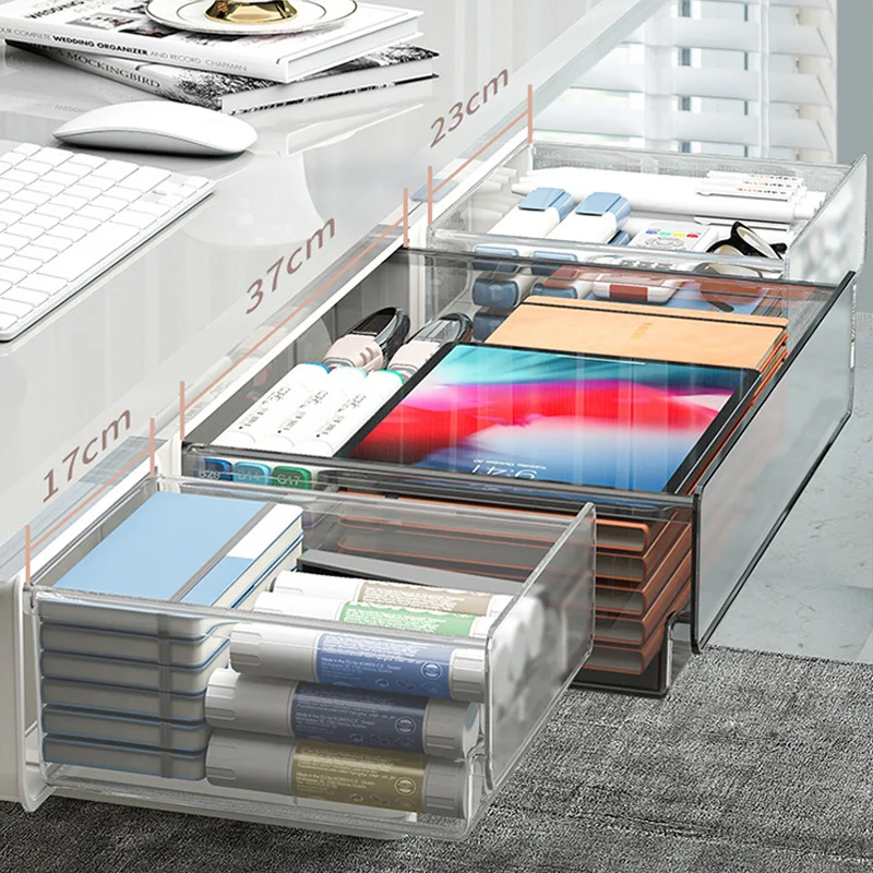 

Type Stick Office Free Sundries Stationery Storage Punch Desktop Drawer Under Self Box Invisible Storage Drawer Organizer Desk
