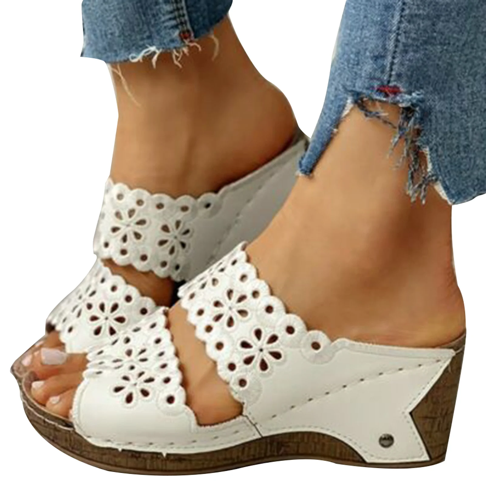 

Сандалии на танкетке женские, шлепанцы с открытым носком, обувь для дня рождения, вечеринки, церемонии взрослого