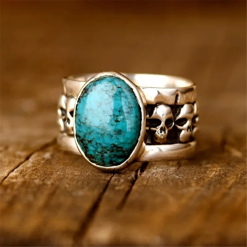 

Vintage Men's Silver Color Skull Ring Fashion Punk Men's Jewelry Accessories 2022 New Man Biker Ring
