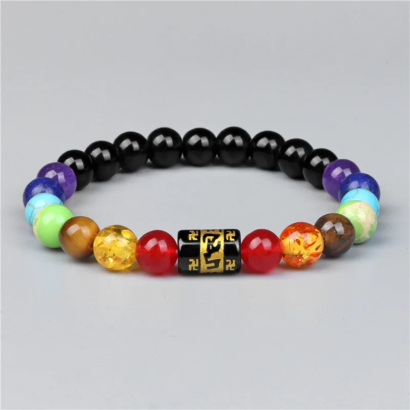 

Fashion 7 Chakra Bracelet Bangles Natural Tiger Eye Stone Reiki Prayer Charm Bracelet Healing Buddha Bracelets Yoga Jewelry Gift