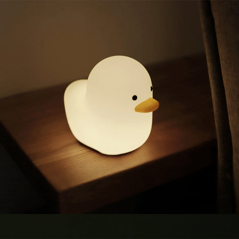 LED Silicone Night Lights Touch Sensor USB Charging Animal Duck Baby Children's Bedroom Desktop Decoration Pat Bedside Lamp