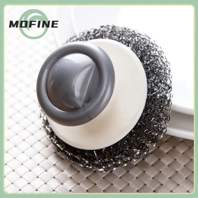 

Handle Metal Scrubber Ball Rich Foaming Iron Wire Ball Not Hurt Hands Comfort Grasp Cleaning Brush Steel Ball Durable