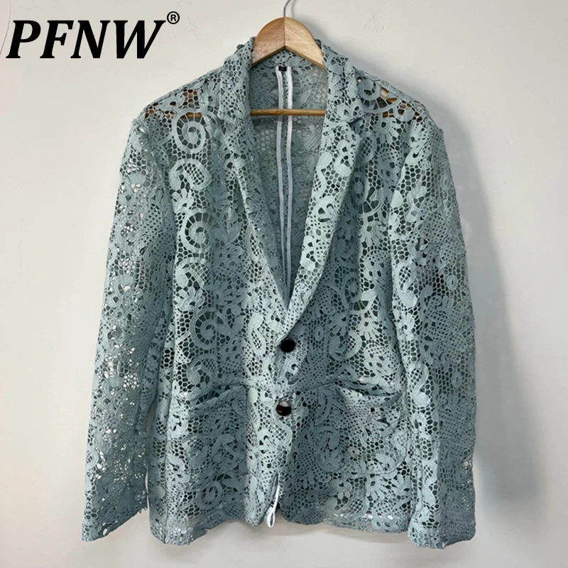 

PFNW Summer Men's Heavy Industry Embroidery Comfortable Tops Hollow Out Handsome Y2K Niche Design Perspective Sport Coat 12Z1473