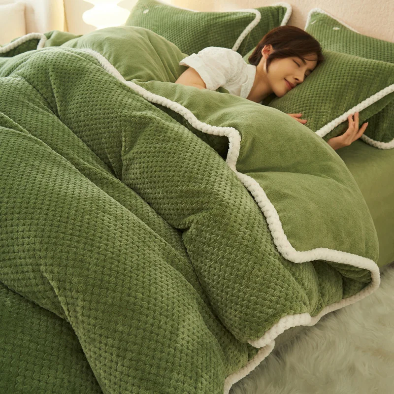 

Зеленое зимнее Фланелевое покрывало с авокадо, мягкое теплое Флисовое одеяло с коралловым утеплителем, плотное теплое покрывало, однотонное постельное белье