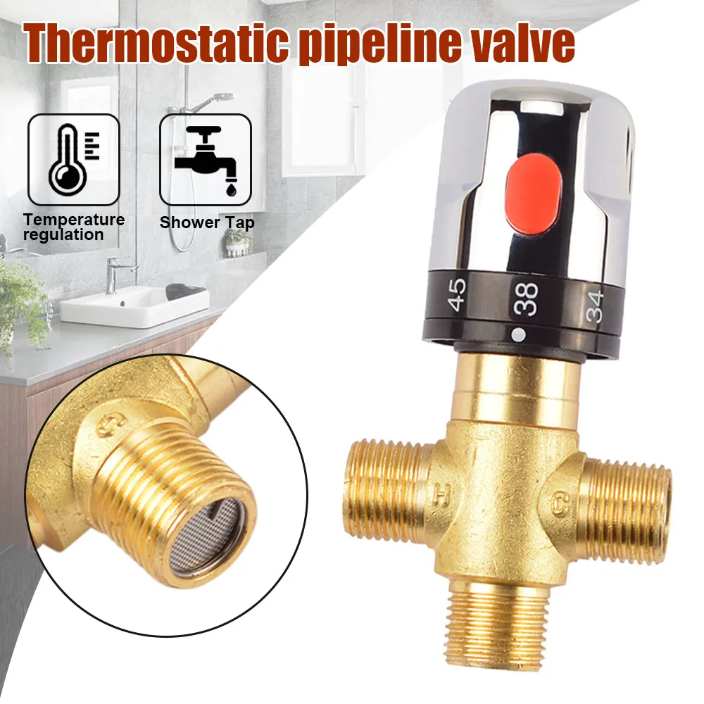 

Brass Pipe Thermostatic Faucet Cartridge Tap Mixing Valve Water Temperature Control Faucet Thermostat Home Bathroom Accessories