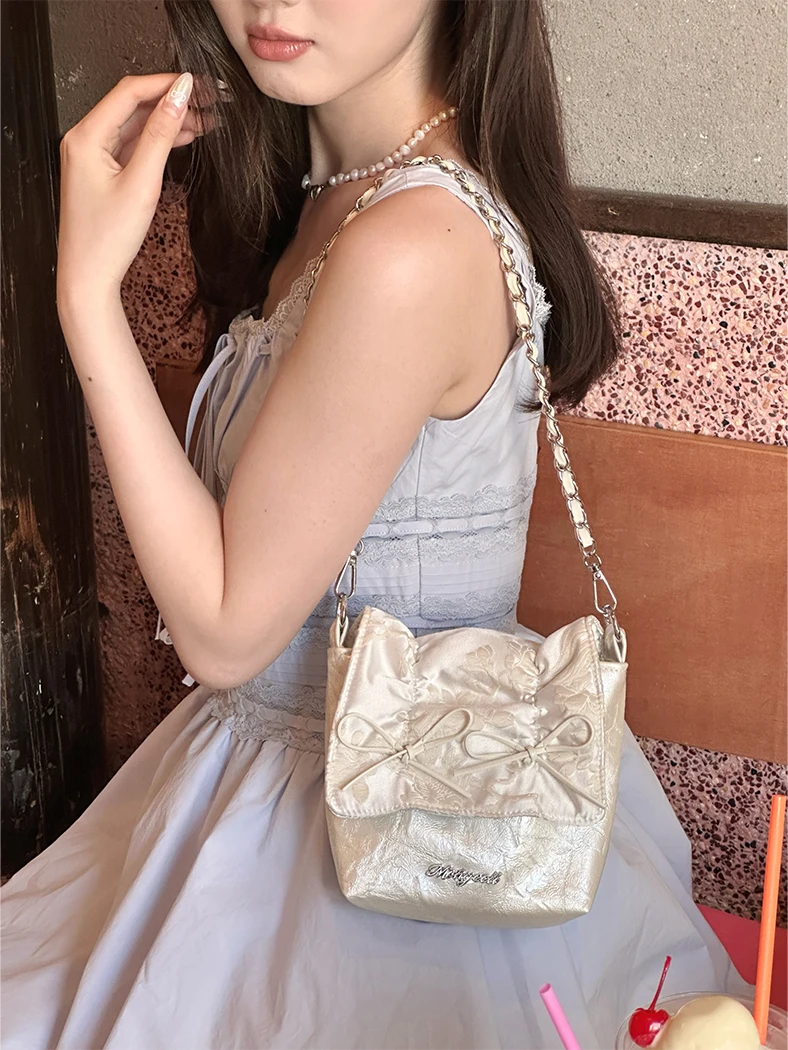 Monyeeii Mengye Cloud Sweet Flower Bow Балетная сумка с откидной крышкой под мышками Сумка на