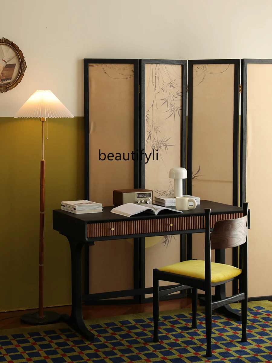 Стол компьютерный из массива дерева в стиле ретро простой письменный стол