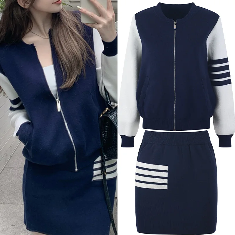 Baseball uniform jacket bag hip skirt tb suit skirt autumn and winter new Korean version fashion casual two-piece suit