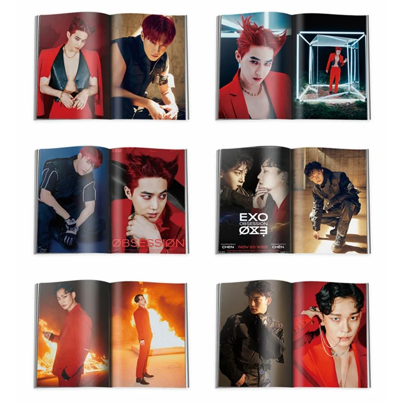 KPOP EXO 6th Mini Ablum OBSESSION Fashion Photobook Photo Card Folded Poster Book Fans Collection Supplies Stationery Set - купить по