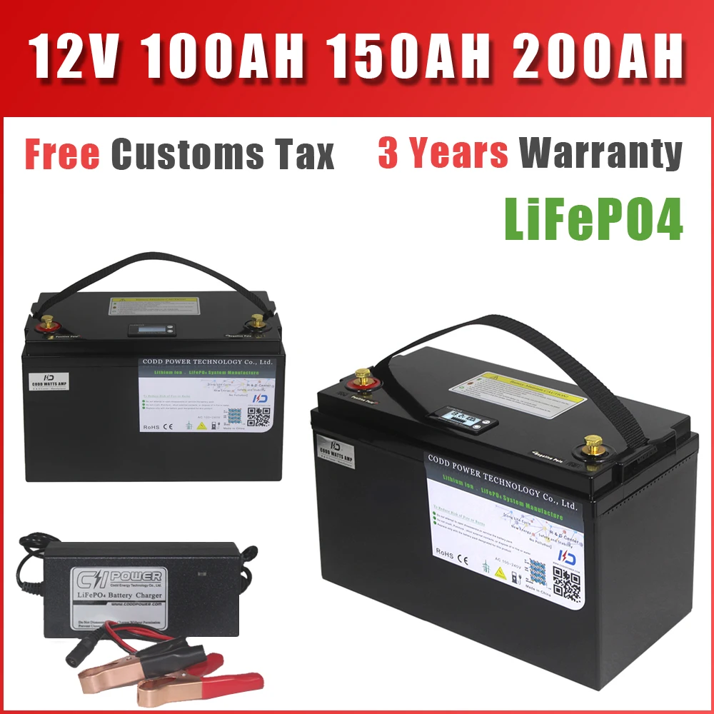 

Аккумулятор LiFePO4 с Bluetooth, 12 В, 200 ач, 330x175x220 мм