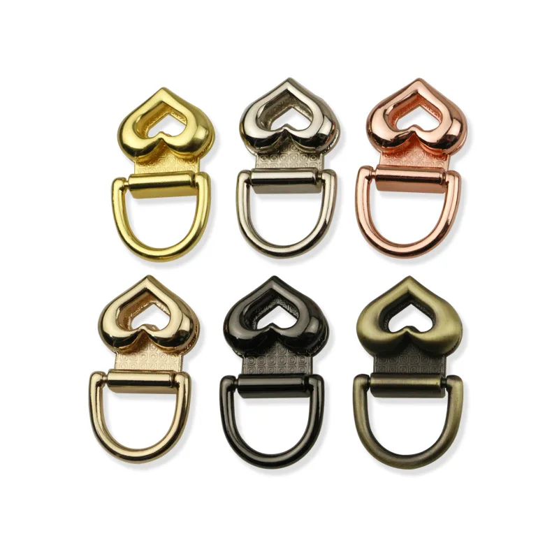 

Metal Bag Side Anchor Gusset Hanger Clamps Heart Shape Bag Side Edge Anchor Link Hardware with D Rings for Bag Purse