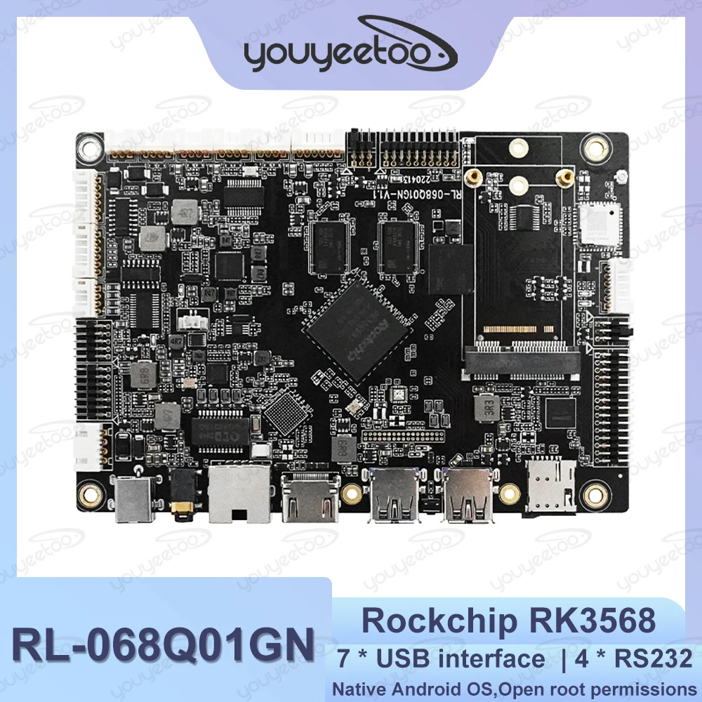 Фото RL-068Q01GN ARM Cortex A55, 4-ядерный Rockchip RK3568, макетная плата с открытым корнем, поддержка Android 12, многоэкранный дисплей №1