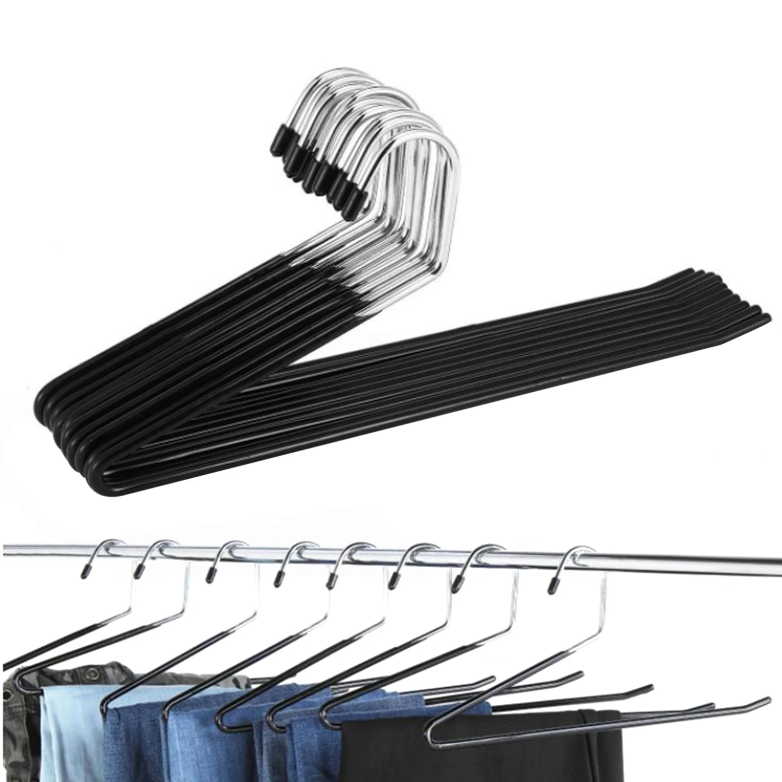 

Trouser Hanger 10 Pieces Windproof Pants Hanger Closet Space Saver Jean Hanges For Scarfs Pant Jeans And Slacks