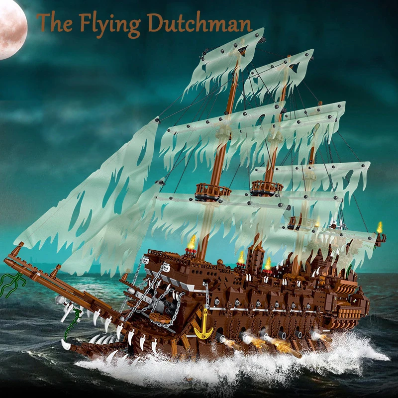 

Hot Pirate Ship Flying Dutchman Model Building Blocks MOC Caribbean Sailing Boat Bricks Toys for Children Birthday Gift In Stock