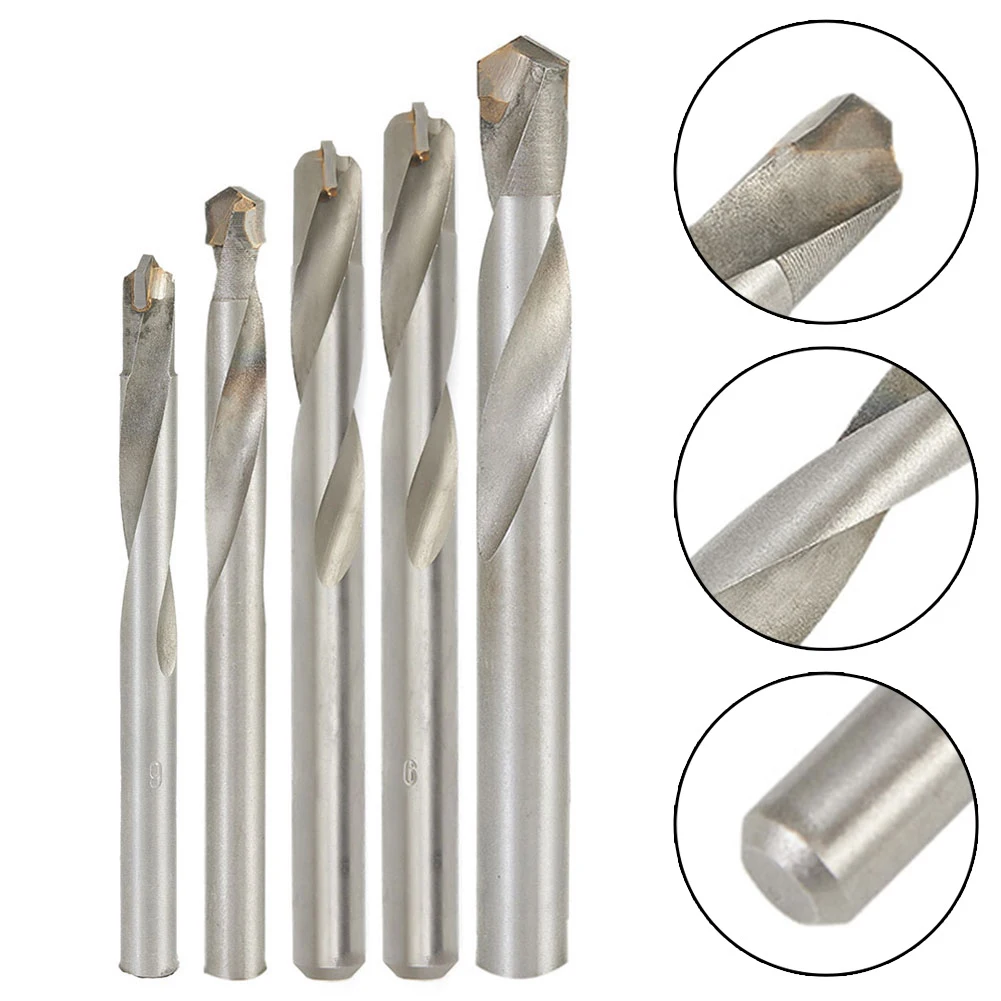 

5pcs Cemented Carbide Drill Bit 6/7/8/9/10mm Spiral Groove Drilling For Stainless Steel Copper Iron Wood Plastic Aluminum Alloy