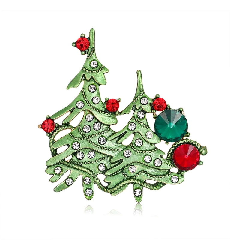

Christmas Brooch Pin Tree Shape Brooch Pin Rhinestone Xmas Element Pins Xmas
