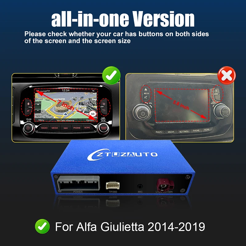 

Новый беспроводной модуль CarPlay для Alfa Giulietta 7 дюймов 2014-2019 Car Play Android Auto Mirror Link Поддержка камеры заднего вида DSP