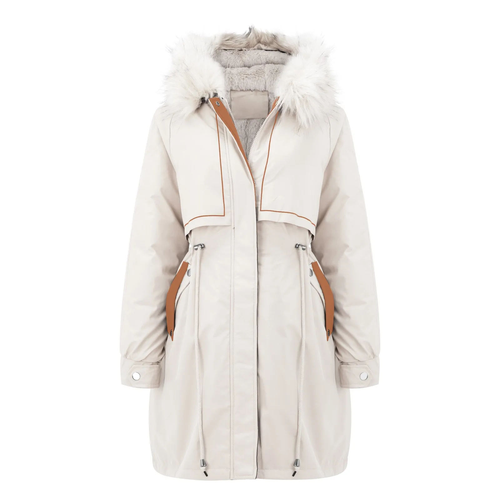 Vintage Women Winter Parka Coat 2022 Hooded Lapel Collar Long Sleeve Jacket Thicken Coat Jacket Warm Thick Padded Outerwear