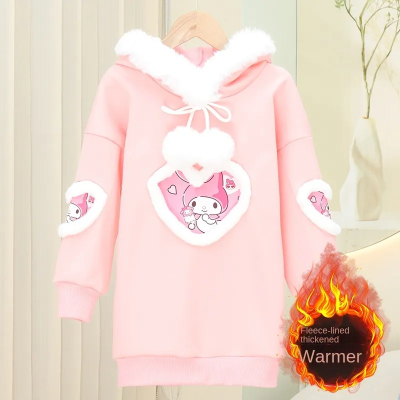 

Толстовки My Melody Kuromi плюшевые Sanrio мультфильм для девочек с длинным рукавом милые кавайные аниме осень зима теплая Повседневная юбка подарки для девочек