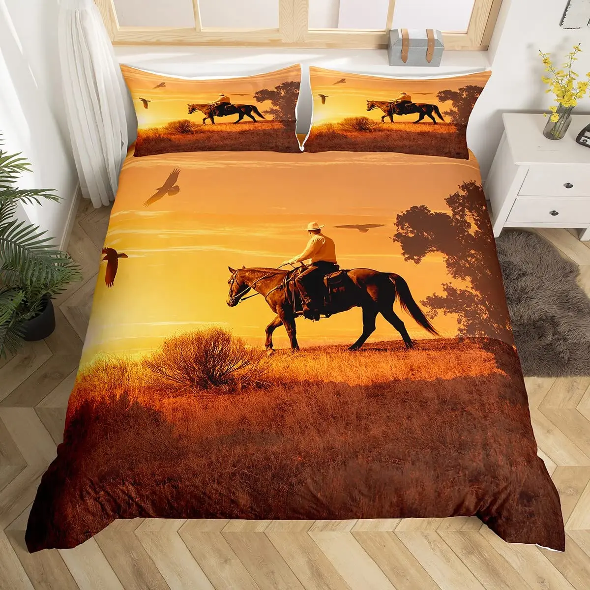 

Boys Duvet Cover Set for Kids Teens Horse Bedding Set 3D Steed Print Comforter Cover Wildlife Animal Microfiber Quilt Cover