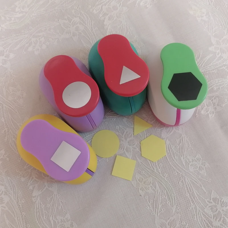 4pcs 2.0-2.5CM Geometric Figure Round Square Hexagon Hole Punch Printing Machine Greeting Card Making Tools For Children