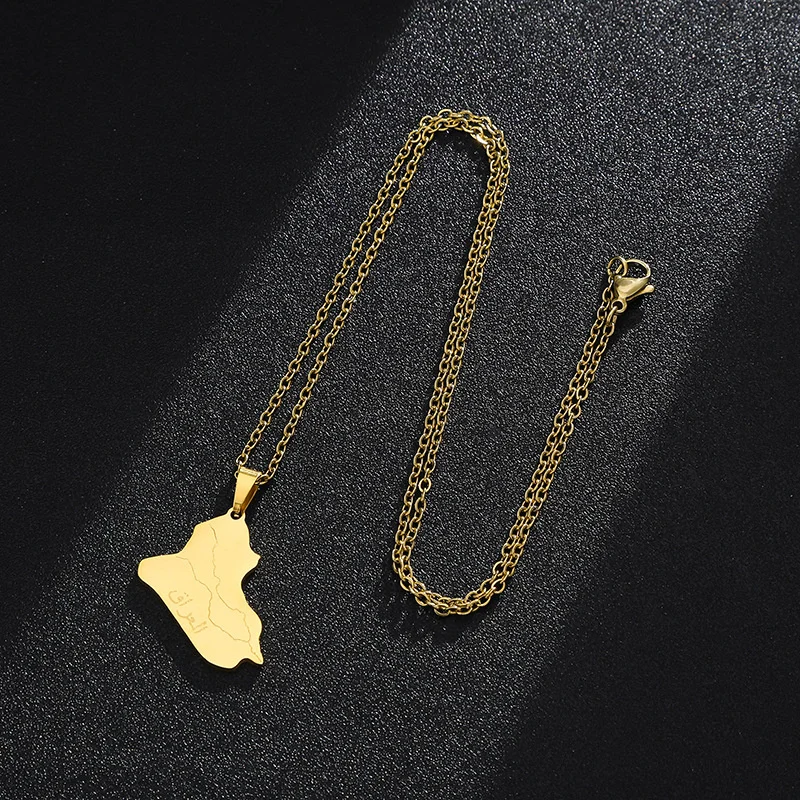 Европейский и американский кулон из нержавеющей стали с картой Ирака ожерелье