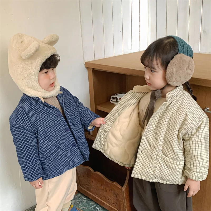 

Пальто для девочек, куртка, хлопковая верхняя одежда, 2022 зеленый теплый утепленный бархатный Зимний комбинезон, ветрозащитная детская одеж...