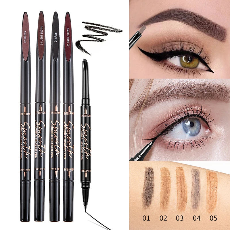

Automatic Turning Eyebrow Pencil Natural Makeup Double Head Eyebrow Pencil Waterproof Lasting Dual-use Black Brown Make Eyeliner