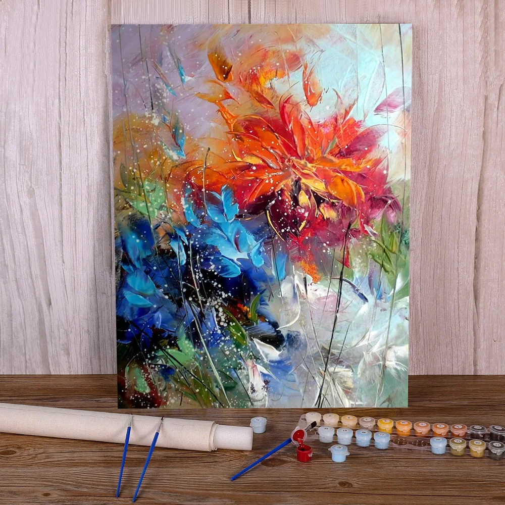 

Flowers Oil Paintings Coloring By Numbers On Chemical Fiber Cloth Handmade Wall Art Landscape Painting Home Deocration