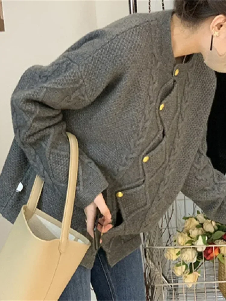 Осенний кардиган свитера женский свитер нестандартной формы однобортный